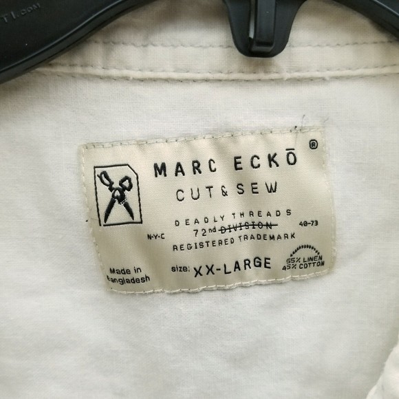 Mark Ecko 2XL Cut & Sew Deadly Threads White Button-Down Shirt 54" 32" 10" - Picture 2 of 13